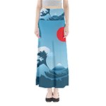 Minimalism Great Wave Off Kanagawa Full Length Maxi Skirt