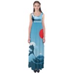 Minimalism Great Wave Off Kanagawa Empire Waist Maxi Dress