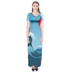 Minimalism Great Wave Off Kanagawa Short Sleeve Maxi Dress