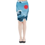 Minimalism Great Wave Off Kanagawa Midi Wrap Pencil Skirt