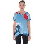 Minimalism Great Wave Off Kanagawa Cut Out Side Drop T-Shirt