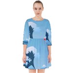 Minimalism Great Wave Off Kanagawa Smock Dress