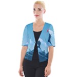 Minimalism Great Wave Off Kanagawa Cropped Button Cardigan