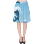 Minimalism Great Wave Off Kanagawa Velvet High Waist Skirt