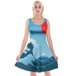 Minimalism Great Wave Off Kanagawa Reversible Velvet Sleeveless Dress
