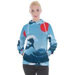 Minimalism Great Wave Off Kanagawa Women s Hooded Pullover