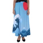 Minimalism Great Wave Off Kanagawa Flared Maxi Skirt