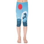 Minimalism Great Wave Off Kanagawa Kids  Capri Leggings 