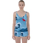 Minimalism Great Wave Off Kanagawa Tie Front Two Piece Tankini