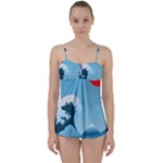 Minimalism Great Wave Off Kanagawa Babydoll Tankini Set
