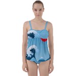 Minimalism Great Wave Off Kanagawa Twist Front Tankini Set