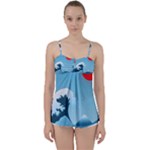Minimalism Great Wave Off Kanagawa Babydoll Tankini Top