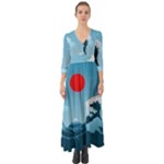 Minimalism Great Wave Off Kanagawa Button Up Boho Maxi Dress