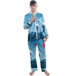 Minimalism Great Wave Off Kanagawa Men s Long Sleeve Satin Pajamas Set