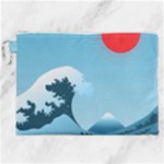 Minimalism Great Wave Off Kanagawa Canvas Cosmetic Bag (XXL)