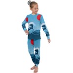 Minimalism Great Wave Off Kanagawa Kids  Long Sleeve Set 