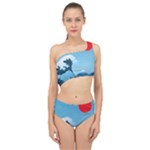 Minimalism Great Wave Off Kanagawa Spliced Up Two Piece Swimsuit