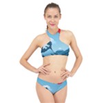 Minimalism Great Wave Off Kanagawa High Neck Bikini Set