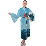 Minimalism Great Wave Off Kanagawa Maxi Velvet Kimono