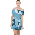Minimalism Great Wave Off Kanagawa Off Shoulder Chiffon Dress