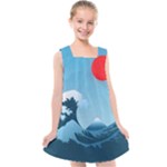 Minimalism Great Wave Off Kanagawa Kids  Cross Back Dress