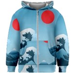 Minimalism Great Wave Off Kanagawa Kids  Zipper Hoodie Without Drawstring