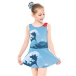 Minimalism Great Wave Off Kanagawa Kids  Skater Dress Swimsuit