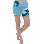 Minimalism Great Wave Off Kanagawa Lightweight Velour Yoga Shorts