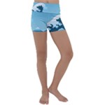 Minimalism Great Wave Off Kanagawa Kids  Lightweight Velour Yoga Shorts