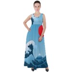 Minimalism Great Wave Off Kanagawa Empire Waist Velour Maxi Dress