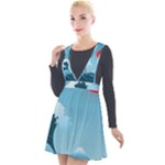 Minimalism Great Wave Off Kanagawa Plunge Pinafore Velour Dress
