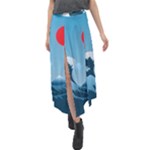 Minimalism Great Wave Off Kanagawa Velour Split Maxi Skirt