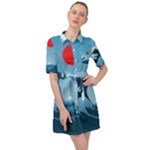 Minimalism Great Wave Off Kanagawa Belted Shirt Dress