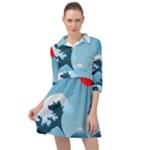 Minimalism Great Wave Off Kanagawa Mini Skater Shirt Dress