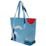 Minimalism Great Wave Off Kanagawa Zip Up Canvas Bag