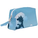 Minimalism Great Wave Off Kanagawa Wristlet Pouch Bag (Large)