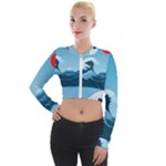 Minimalism Great Wave Off Kanagawa Long Sleeve Cropped Velvet Jacket