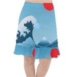 Minimalism Great Wave Off Kanagawa Fishtail Chiffon Skirt