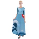 Minimalism Great Wave Off Kanagawa Half Sleeves Maxi Dress
