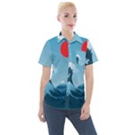 Minimalism Great Wave Off Kanagawa Women s Short Sleeve Pocket Shirt