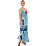 Minimalism Great Wave Off Kanagawa Cami Maxi Ruffle Chiffon Dress