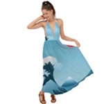 Minimalism Great Wave Off Kanagawa Backless Maxi Beach Dress