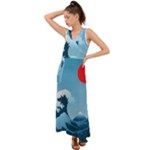 Minimalism Great Wave Off Kanagawa V-Neck Chiffon Maxi Dress