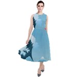 Minimalism Great Wave Off Kanagawa Round Neck Boho Dress