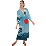 Minimalism Great Wave Off Kanagawa Grecian Style  Maxi Dress