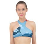 Minimalism Great Wave Off Kanagawa High Neck Bikini Top