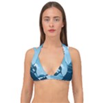 Minimalism Great Wave Off Kanagawa Double Strap Halter Bikini Top