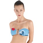 Minimalism Great Wave Off Kanagawa Twist Bandeau Bikini Top
