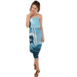 Minimalism Great Wave Off Kanagawa Waist Tie Cover Up Chiffon Dress