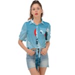 Minimalism Great Wave Off Kanagawa Tie Front Shirt 